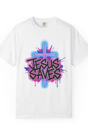 Jesus Saves Garment-Dyed T-Shirt, Comfortable Tee, Faith-Based Gift, Unisex Apparel, Christian Fashion, Religious Top