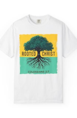 Rooted in Christ T-Shirt — Colossians 2:7 Christian Faith Tee